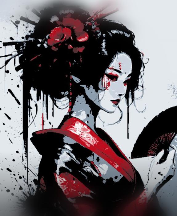 Beautiful Depictions of a Geisha - Hueforge wall art 3d model