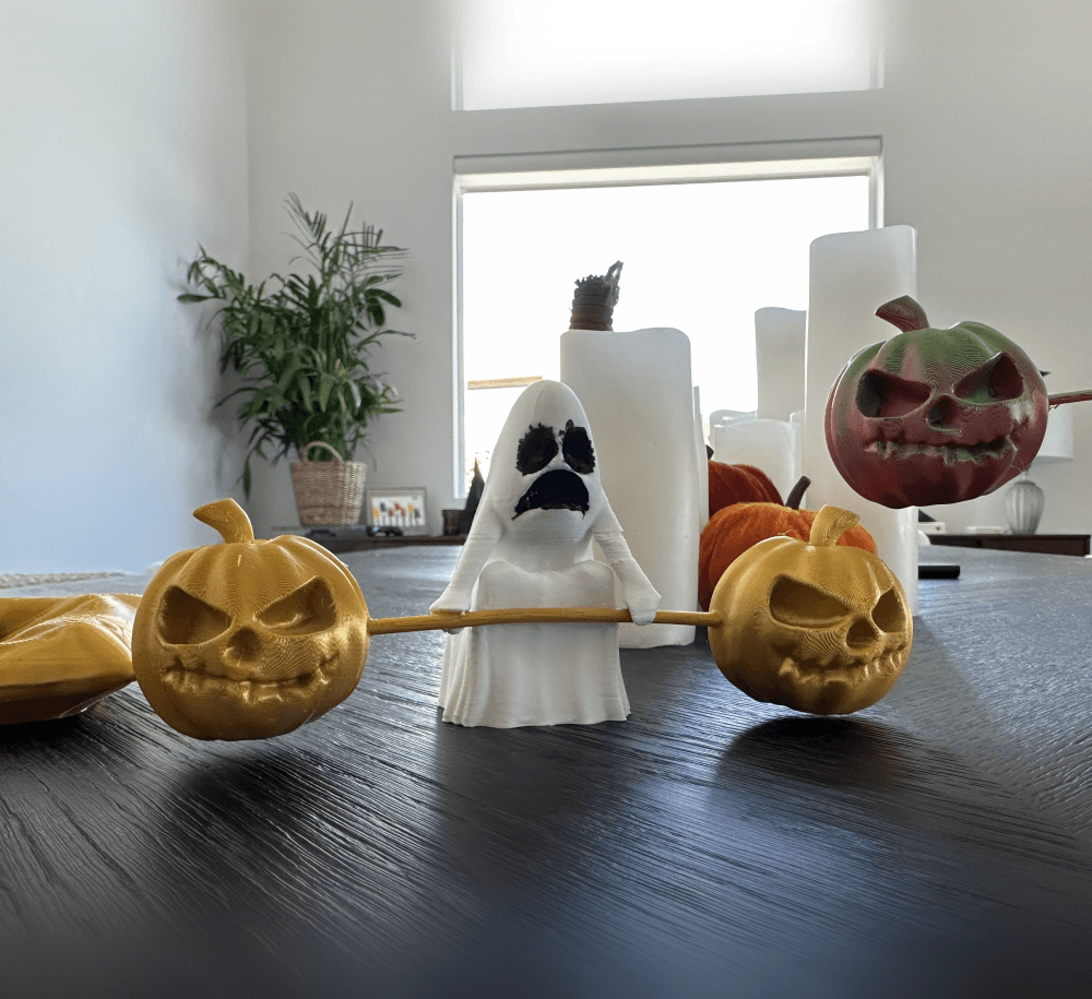 Deadlifting Spooky Ghost with Pumpkins 3d model