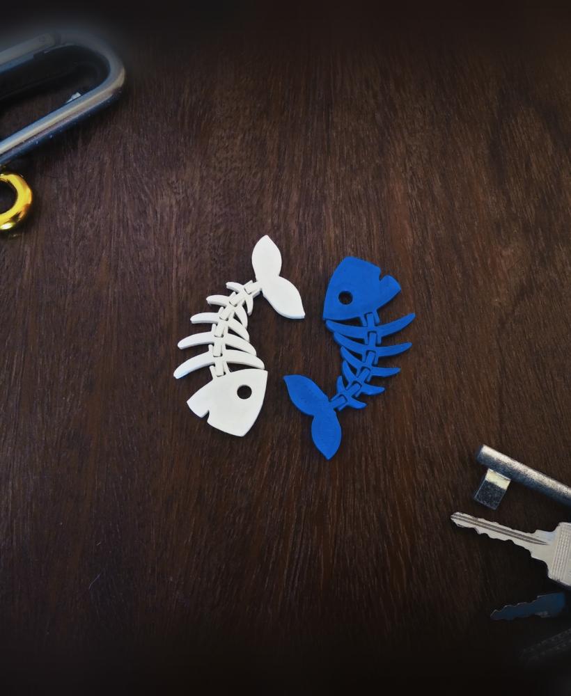 Print in place - Cute Flexible Fish keychain 3d model