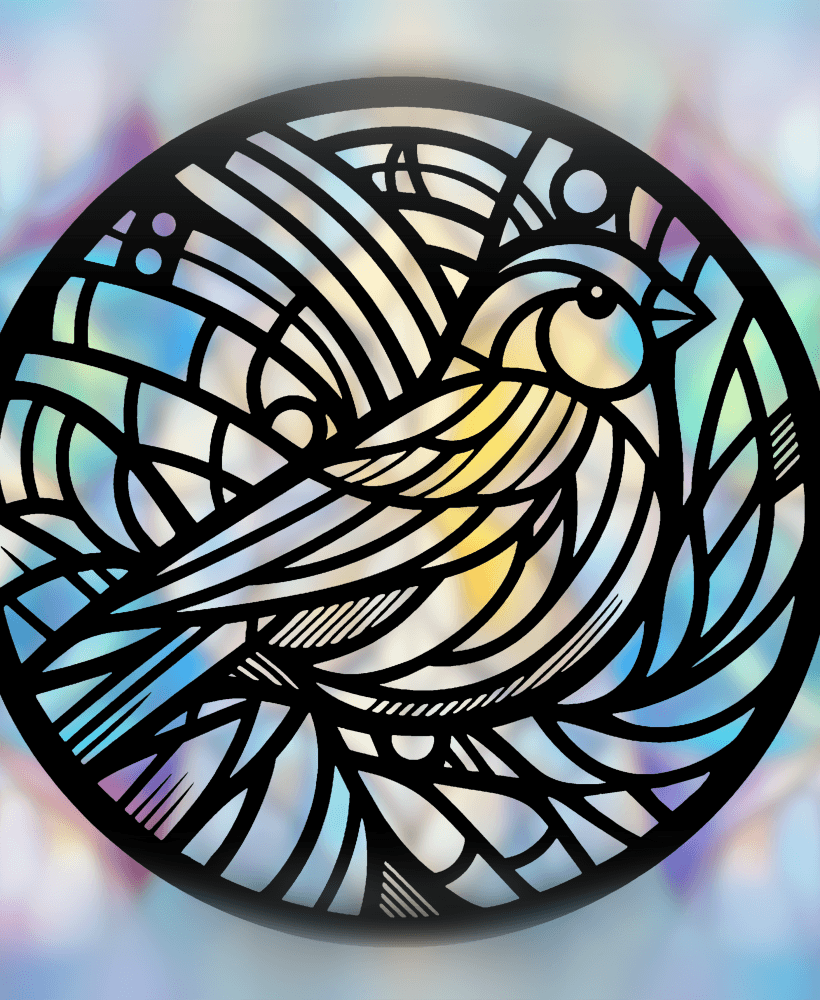 Canary Bird Mandala Art – 2D geometric wallart (Stained Glass Style) 3d model