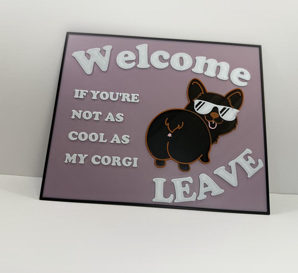 Welcome Corgi Sign 3d model