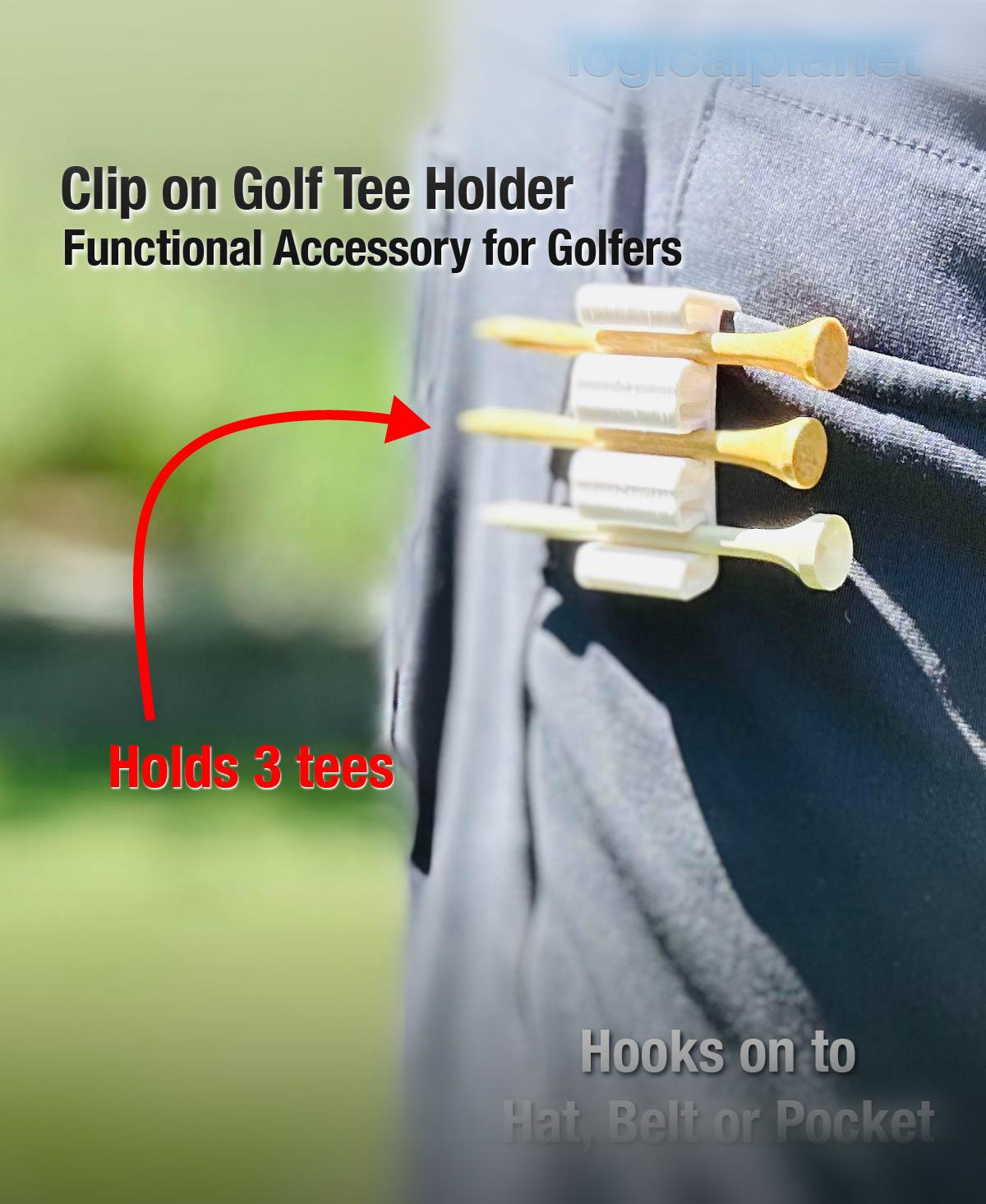 Clip-on 3 Tee Holder 3d model