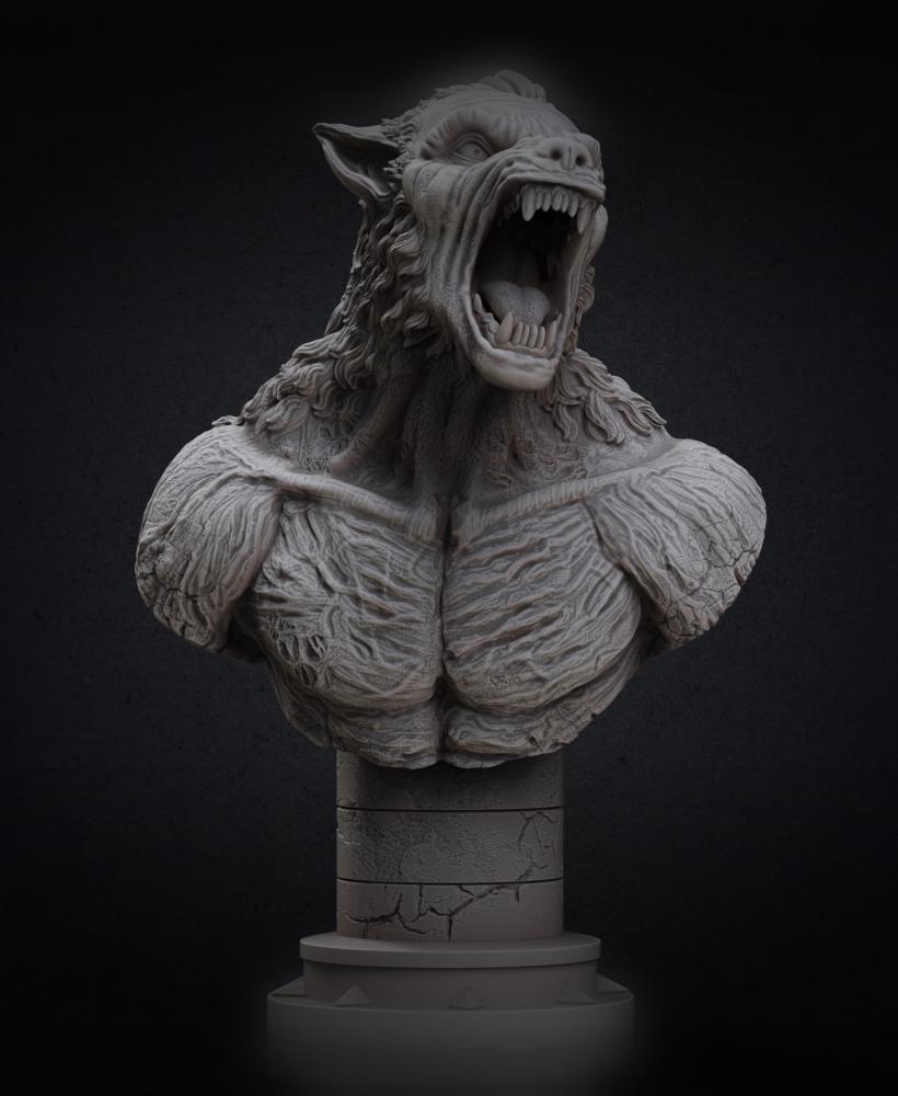 Werewolf bust (Pre-Supported 3d model