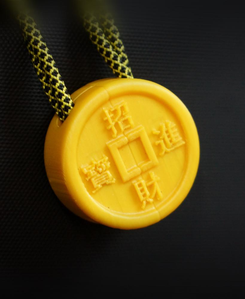 Zipper Pull - "Good Fortune" Chinese Coin 3d model