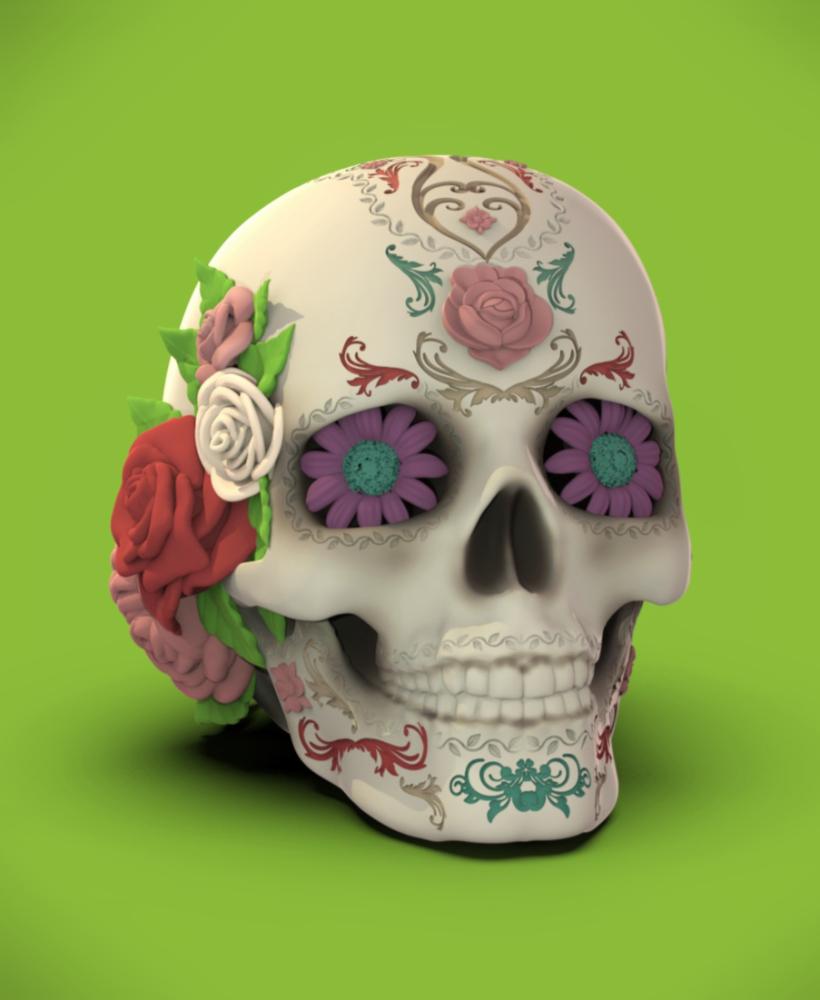 Día de Los Muertos Flower Skull 3d model