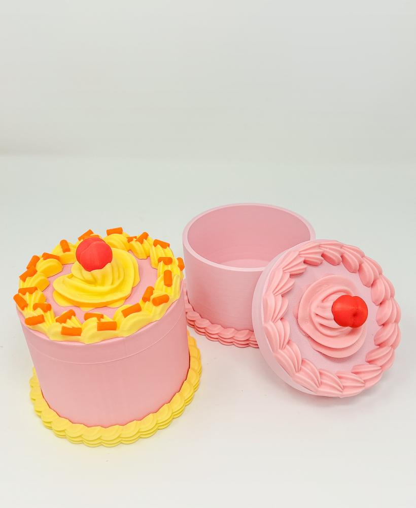 Kitsch Birthday Cake Jewelry Box with Sprinkles - Vintage Container and Gift Holder 3d model