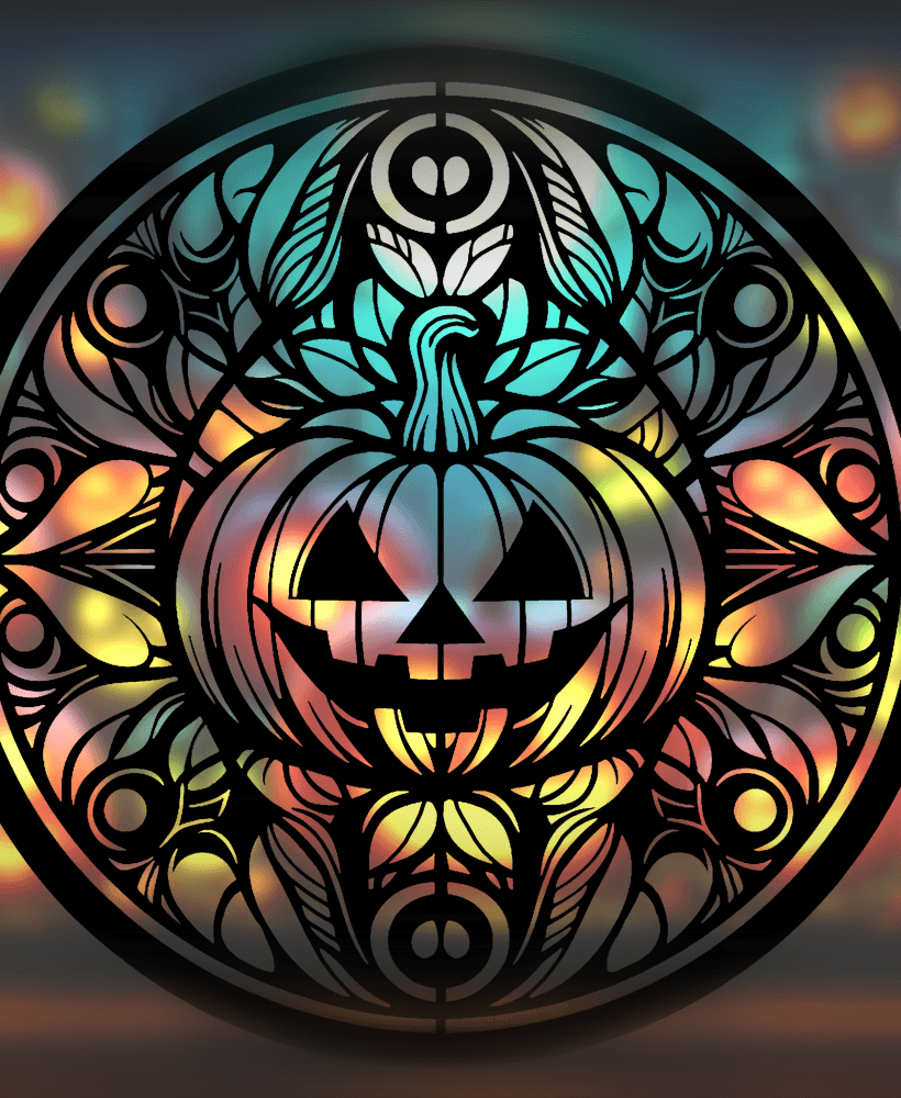 Spooky Halloween Pumpkin Mandala Art – 2D geometric wall art (Stained Glass Style) 3d model