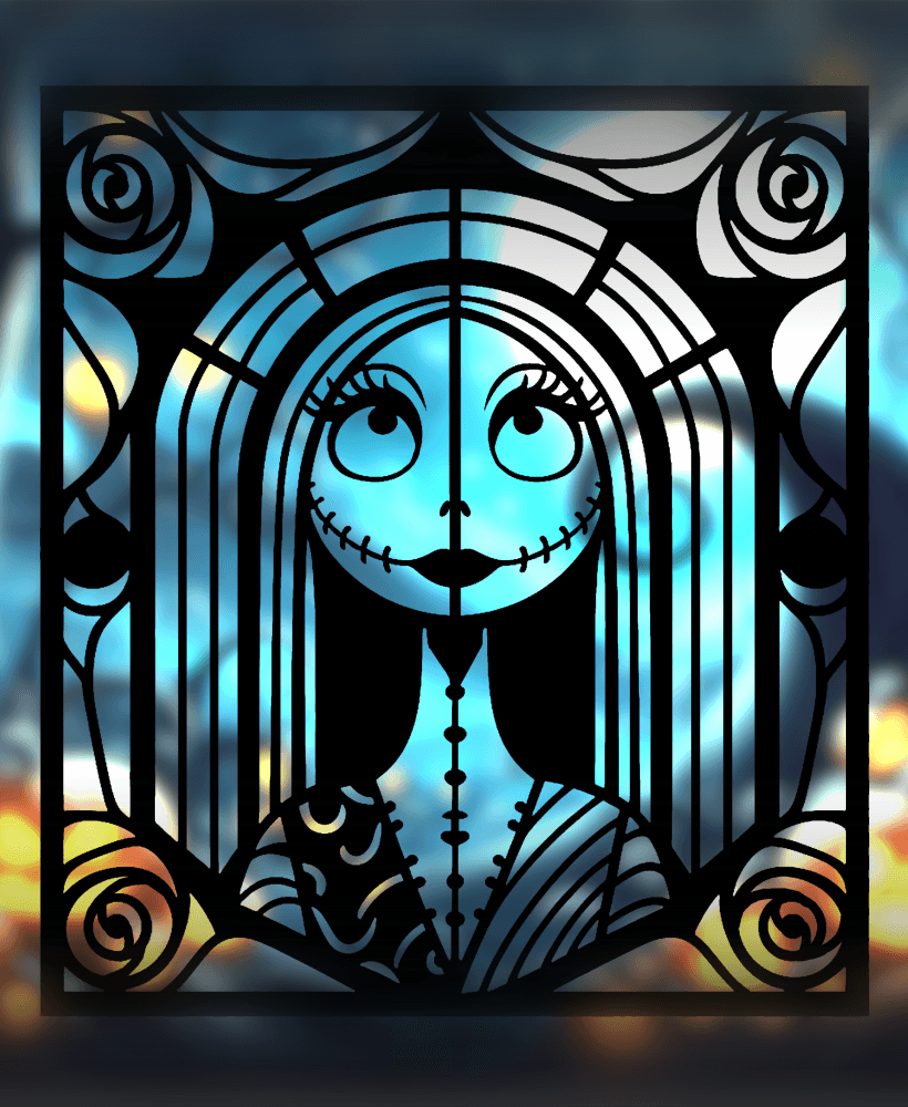 Sally Skellington - Stained Glass Style (2D Geometric Wall Art) 3d model