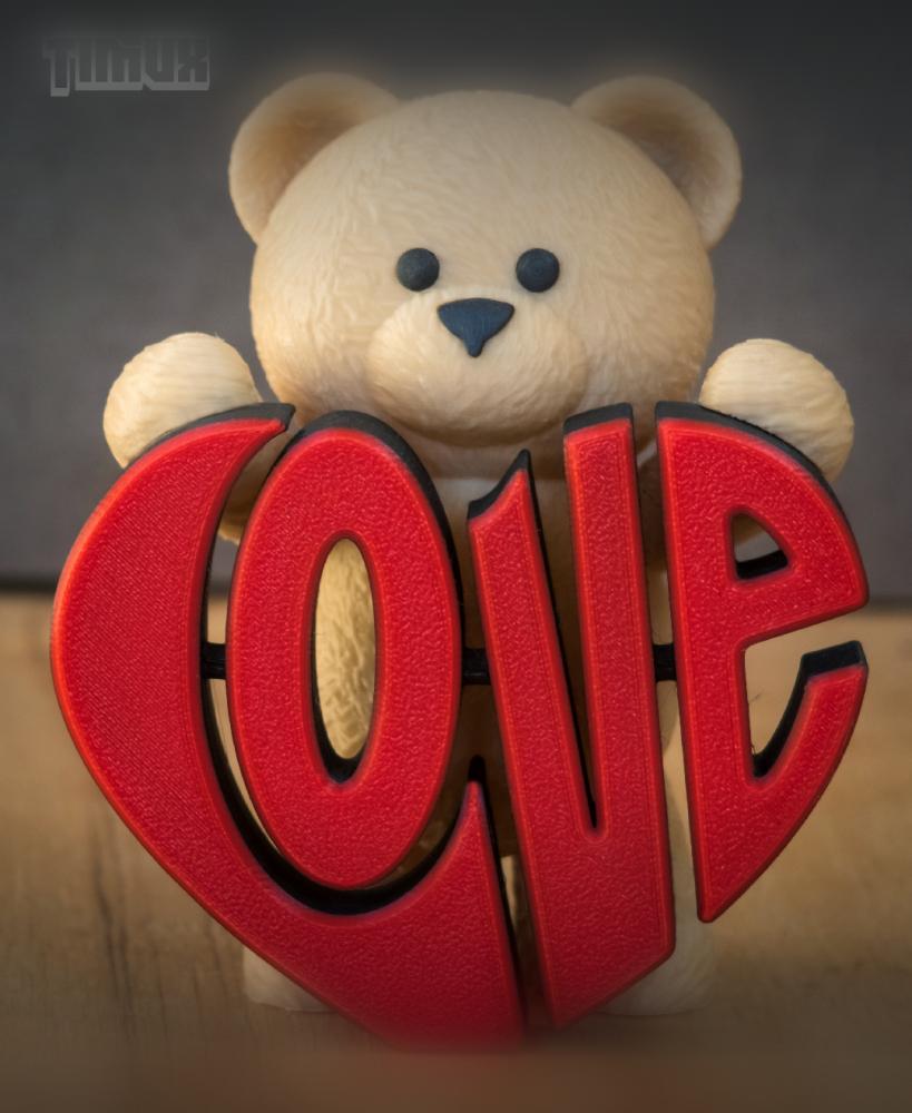 TEDDY BEAR WITH A LOVE SIGN 3d model