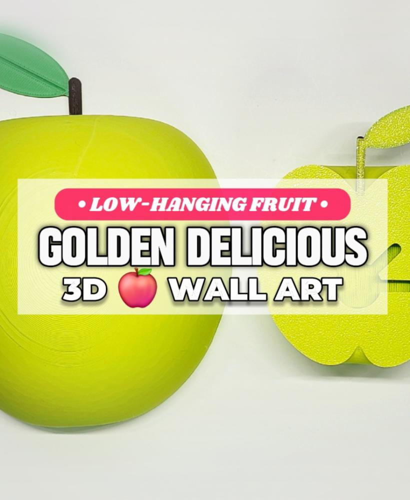 Jumbo Golden Delicious Apple Decorative Pop-Out 3D Wall Art :: The 'Low-Hanging Fruit' Collection 3d model