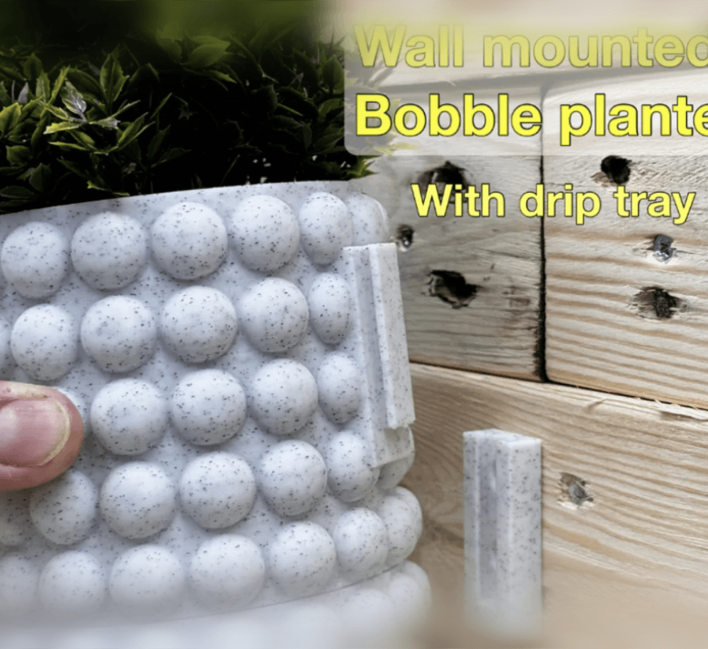 Planter with drip tray and wall mount (large bobble design) 3d model