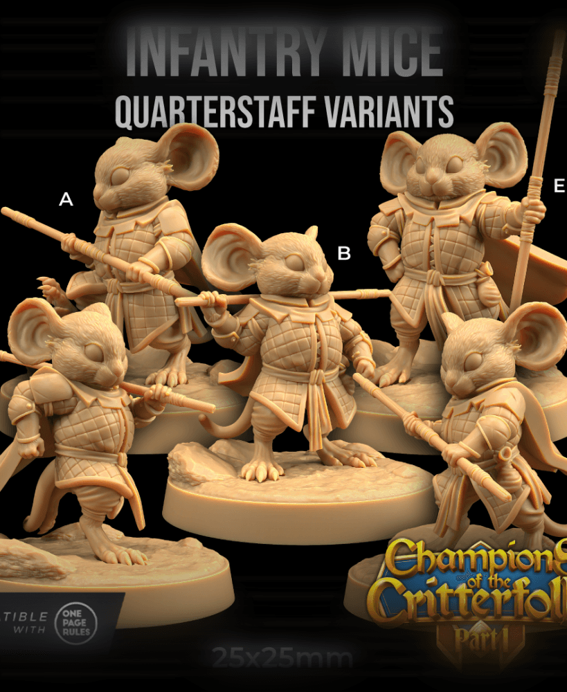 Infantry Mice with Quarterstaff 3d model