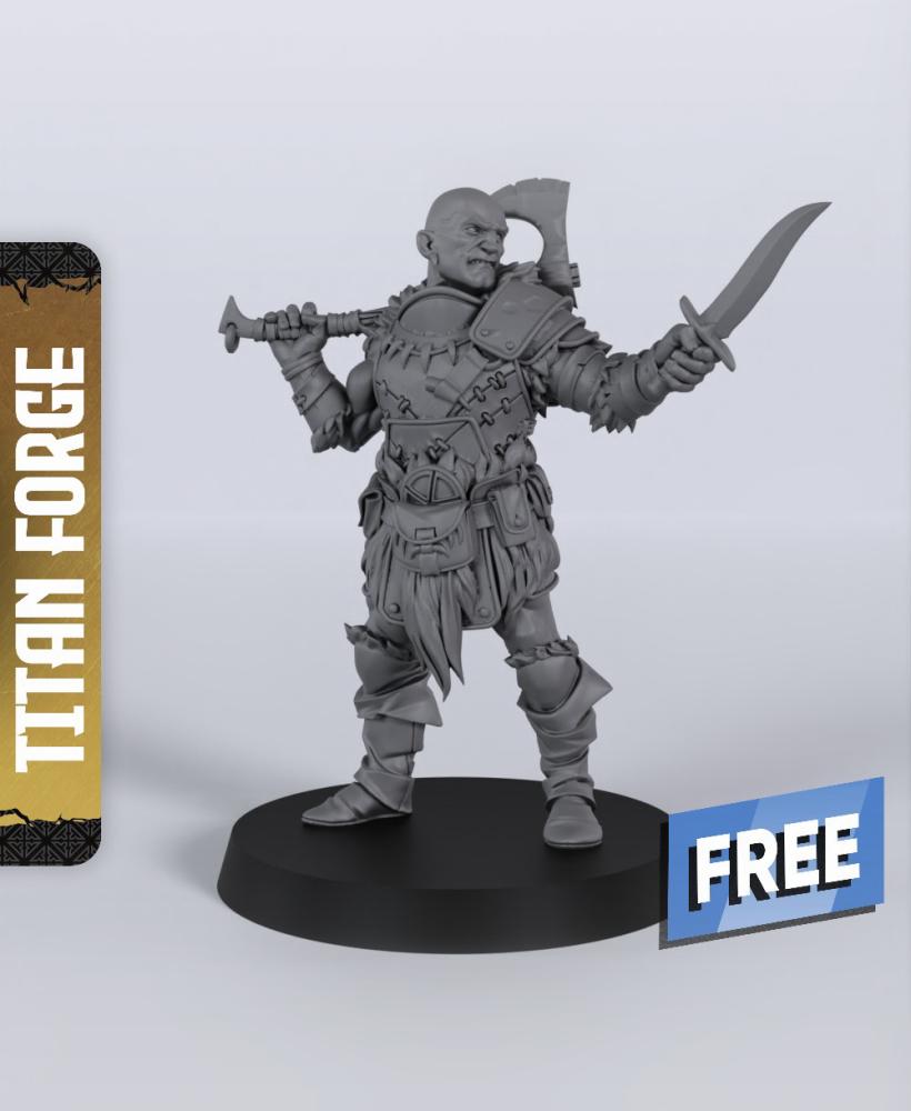 Goliath Male Fighter - With Free Dragon Warhammer - 5e DnD Inspired for RPG and Wargamers 3d model