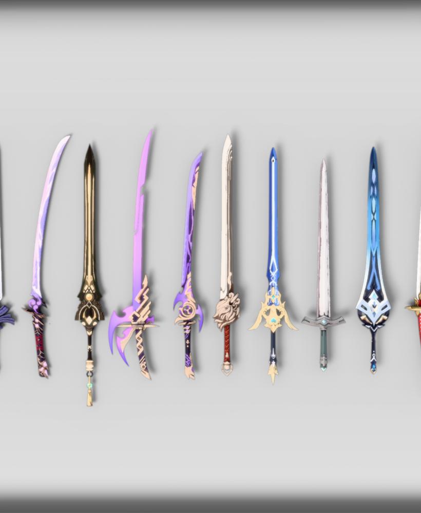 Genshin Impact Swords Collection 3d model