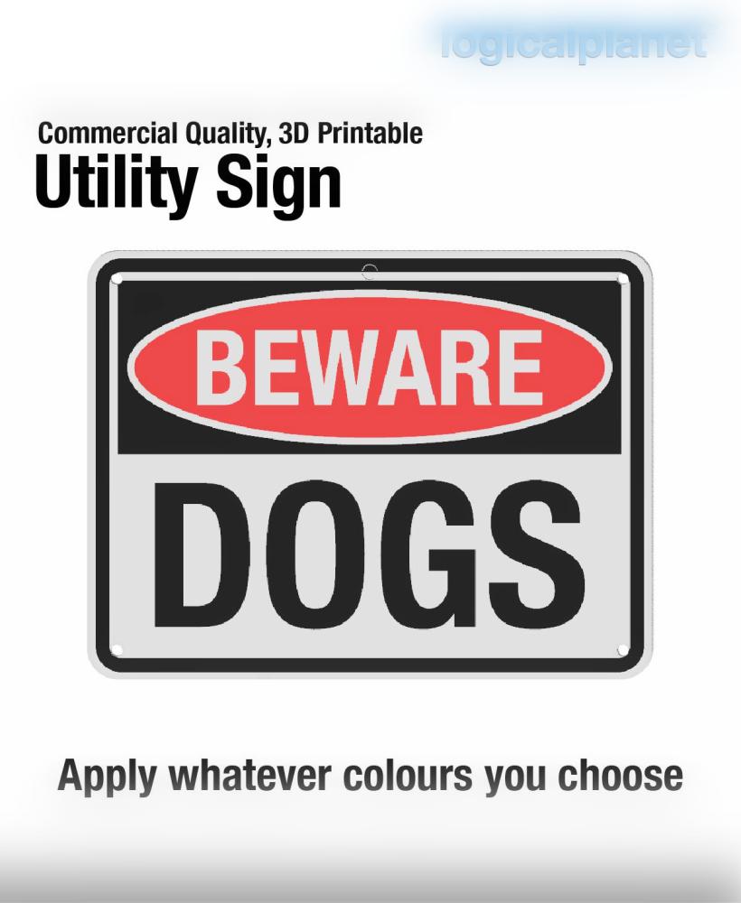 BEWARE | DOGS Sign 3d model