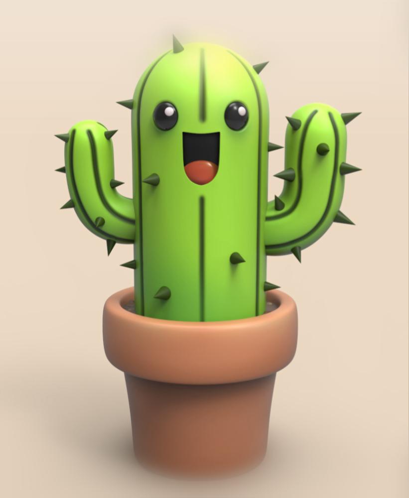 Cactus in a Pot 3d model