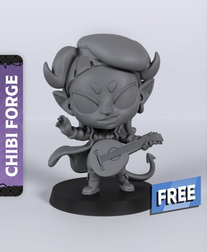 Female Tiefling Bard - With Free Dragon Warhammer - 5e DnD Inspired for RPG and Wargamers 3d model