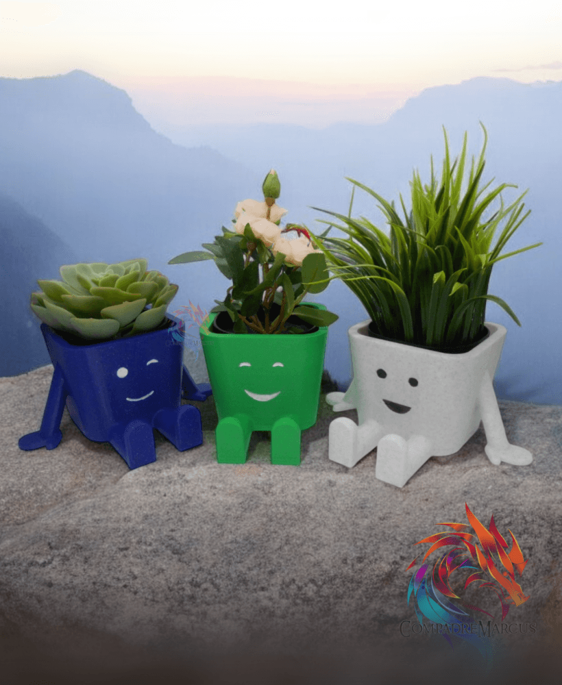 Smiling planters / set of 3 / no supports / 3mf included 3d model