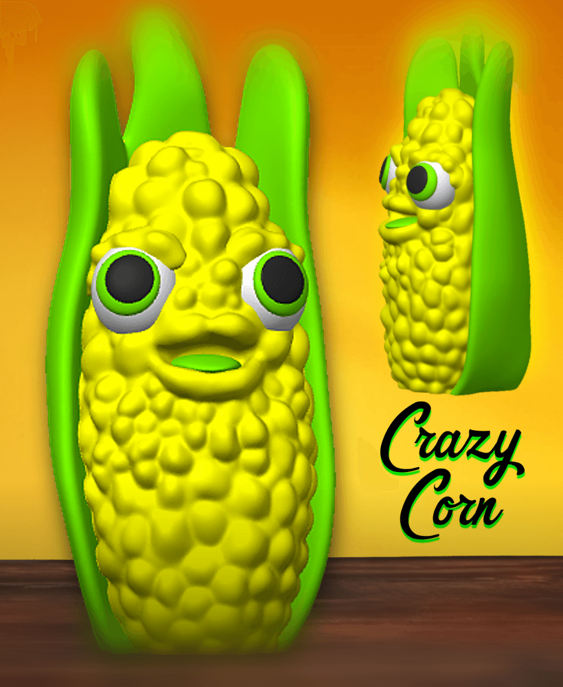 crazy corn figurine funny fall decor 3d model