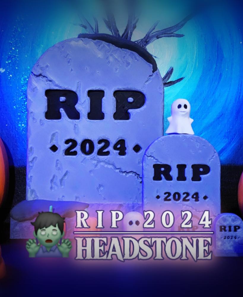 Weathered 'RIP 2024' Headstone Stand-Up Tabletop Decoration Set :: HALLOWEEN 2024 ] 3d model