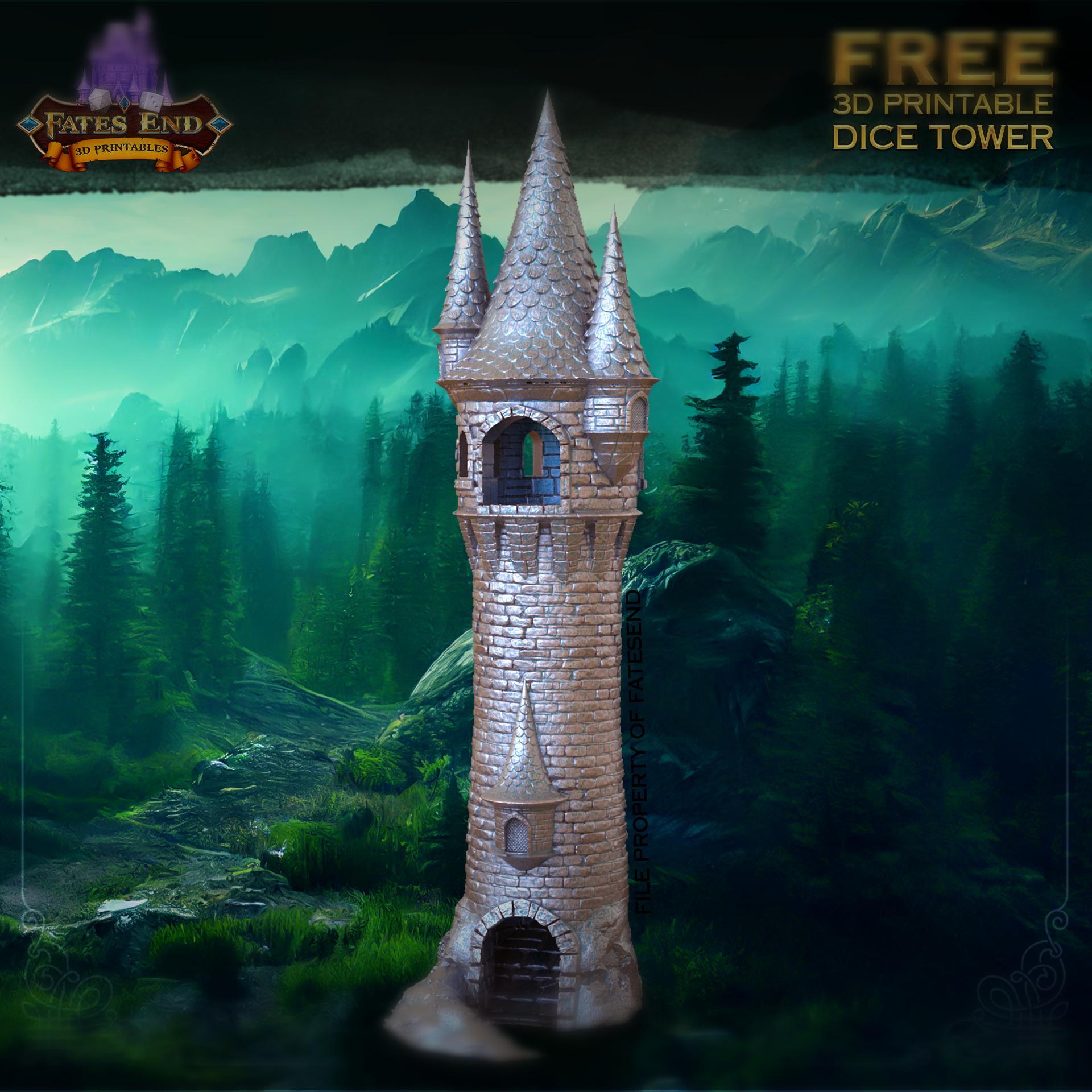 TALL CITADEL DICE TOWER - SUPPORT FREE! 3d model
