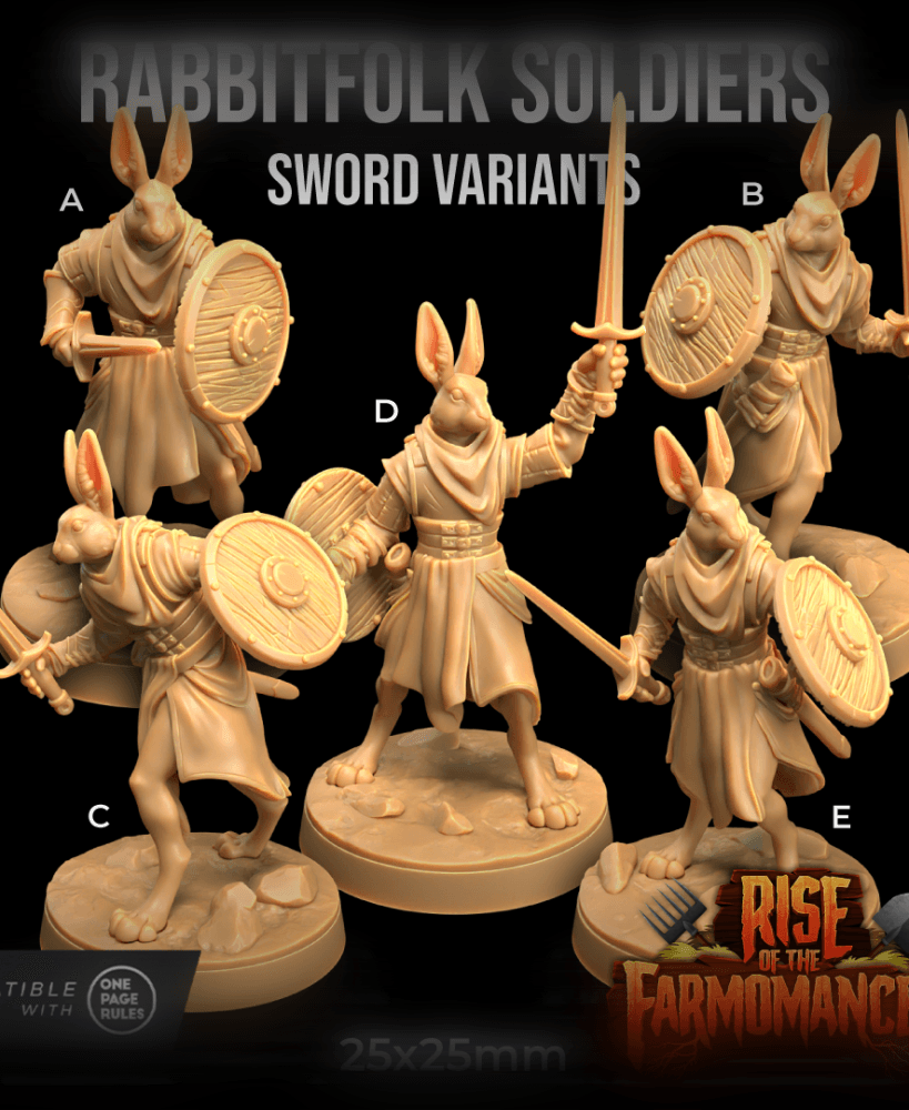 Rabbitfolk Soldiers Sword Variants 3d model