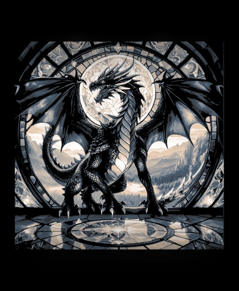 Classic Grand Dragon in front of a stained glass window in the Castle - Fantasy Hueforge art 3d model