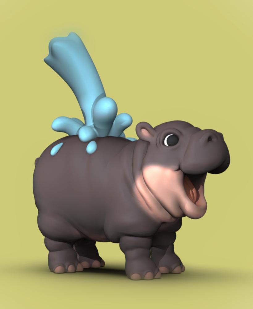 Moo Deng Splash -Baby Hippo (+MMU & Keychain/Ornament Files) 3d model