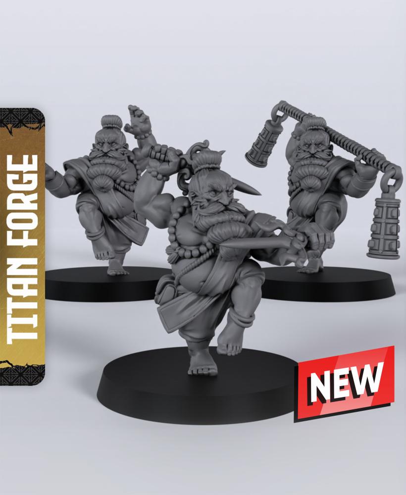 Dwarf Male Monk - With Free Dragon Warhammer - 5e DnD Inspired for RPG and Wargamers 3d model