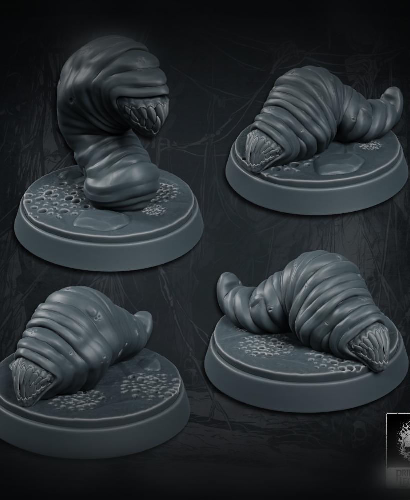 Carrion Maggot x4 (25mm Bases) 3d model