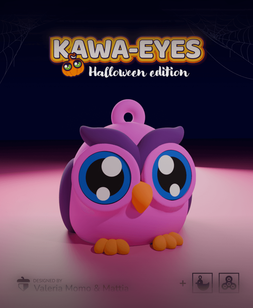 Kawa-eyes Owl 🦉🎃 Keychain & Fidget! 3d model