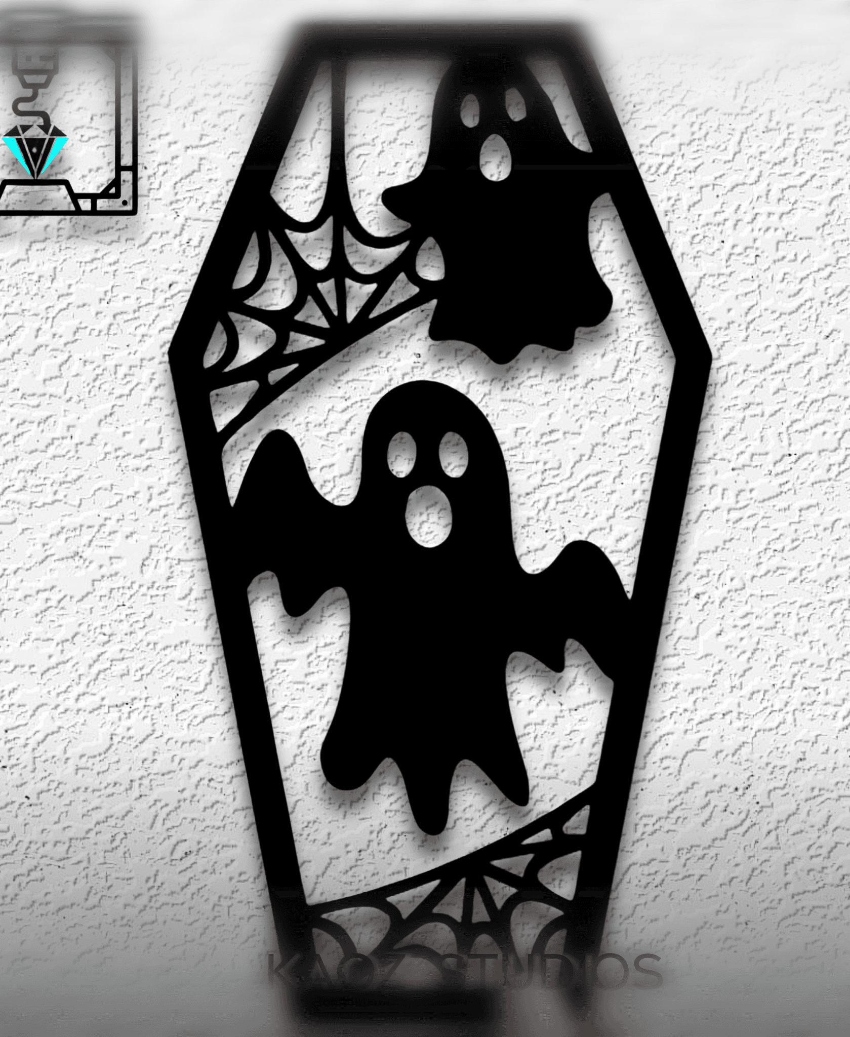 coffin wall art ghosts wall decor halloween decoration 3d model