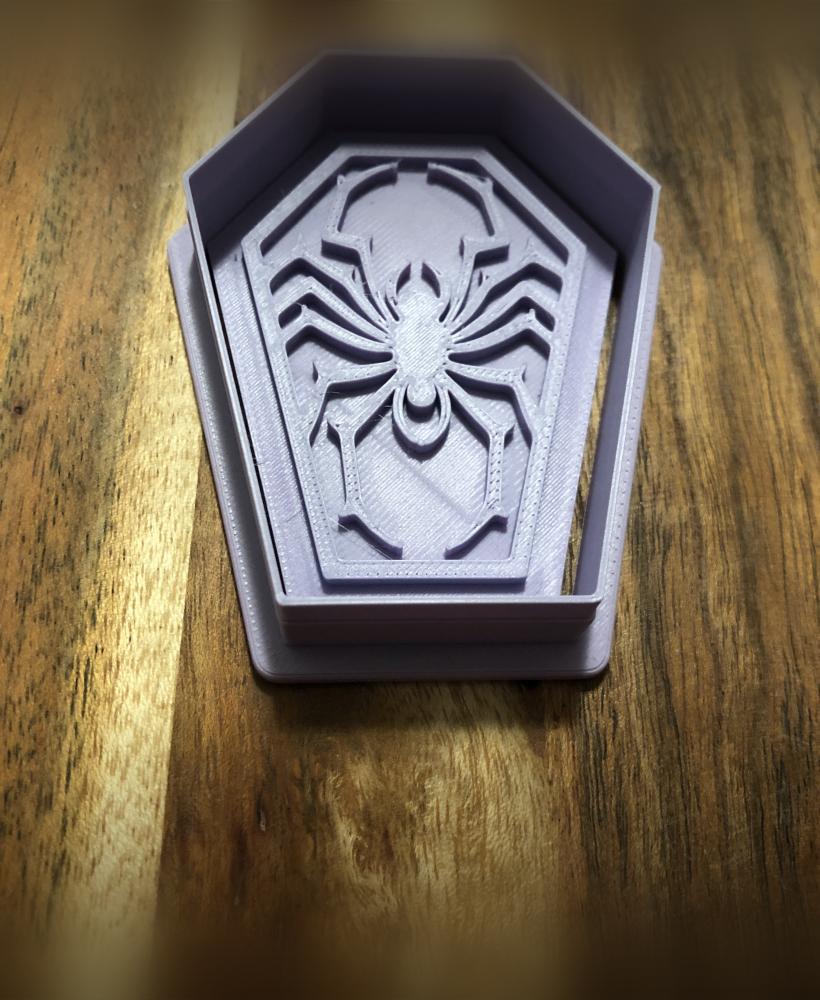 Coffin Spider Cookie Cutters and Stamps 3d model