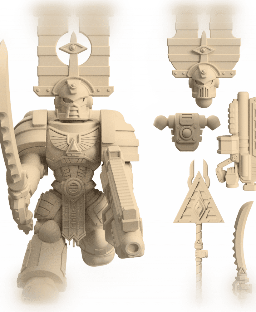 Modular 3D Printable Dune Raiser Leader Miniature for Wargaming - Customizable Tabletop Game Figure 3d model