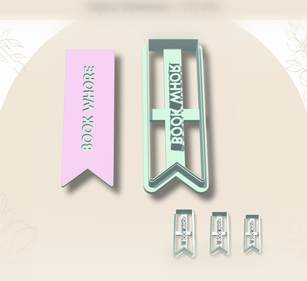 Naughty Words Bookmark Cutter for Polymer Clay | Digital STL File | Clay Tools | 3 Sizes Clay Cutter 3d model