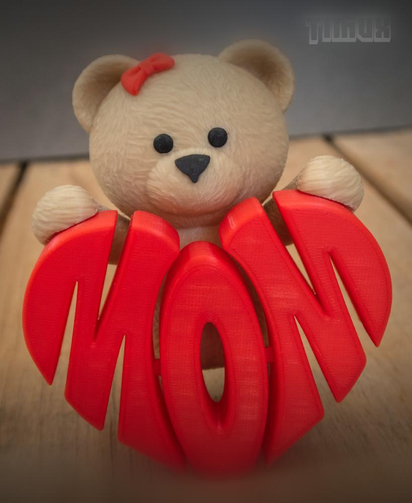 TEDDY BEAR WITH A MOM SIGN 3d model