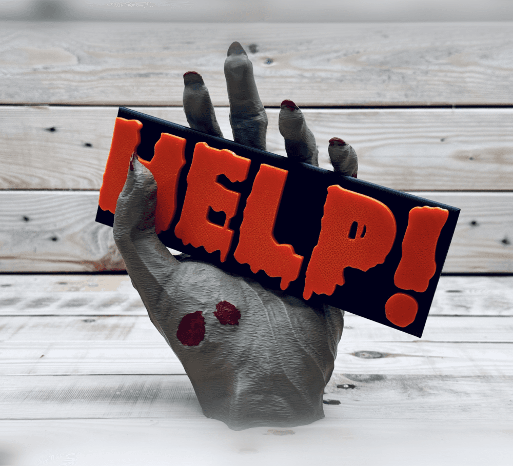 Zombie Hand Holding Text Sign (Freestanding) 3d model