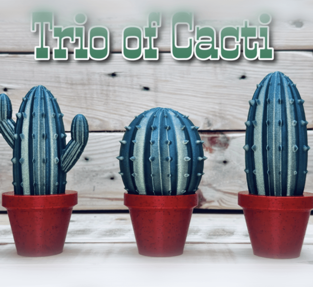 Trio of Cactus ornaments 3d model