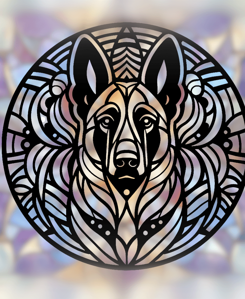 German Shepherd / Malinois Mandala Art (Stained Glass Style) 3d model