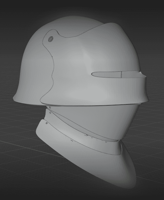 German Sallet helmet with Bevor Improved  3d model