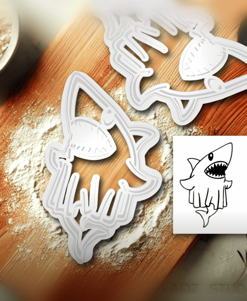 Shark Sheet Cookie Cutters Halloween Ghost Stamped Cookies! 3d model