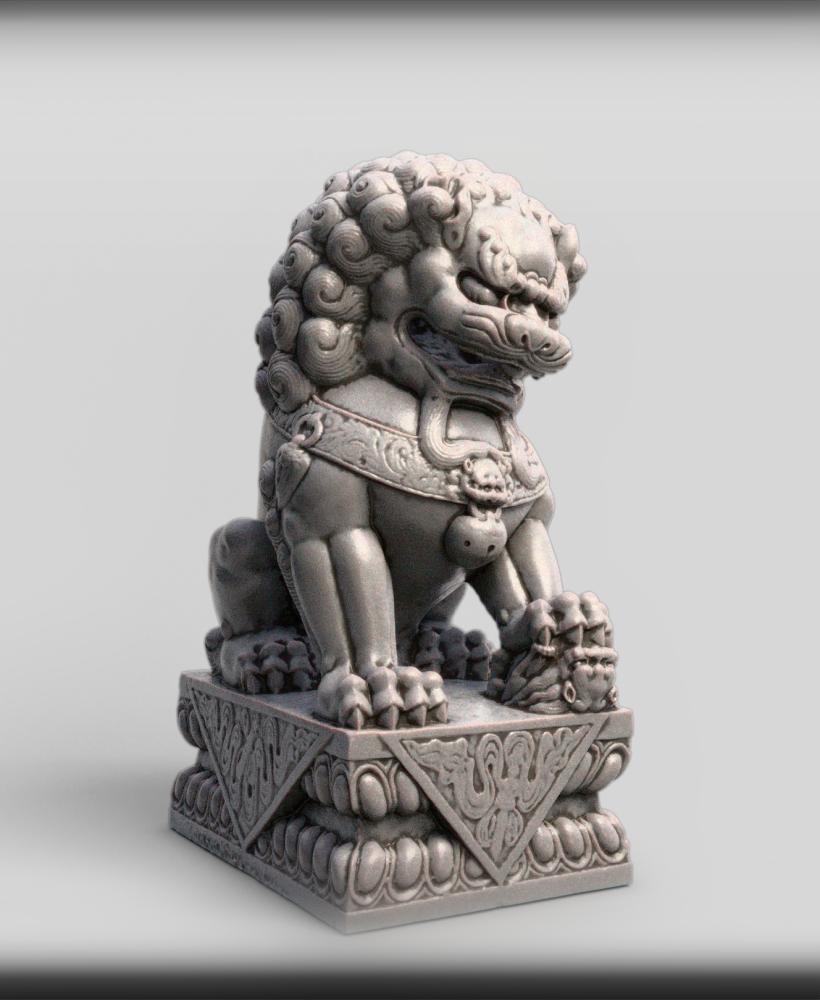 Chinese Lion Statue 3D Model - Traditional Guardian Sculpture 3d model