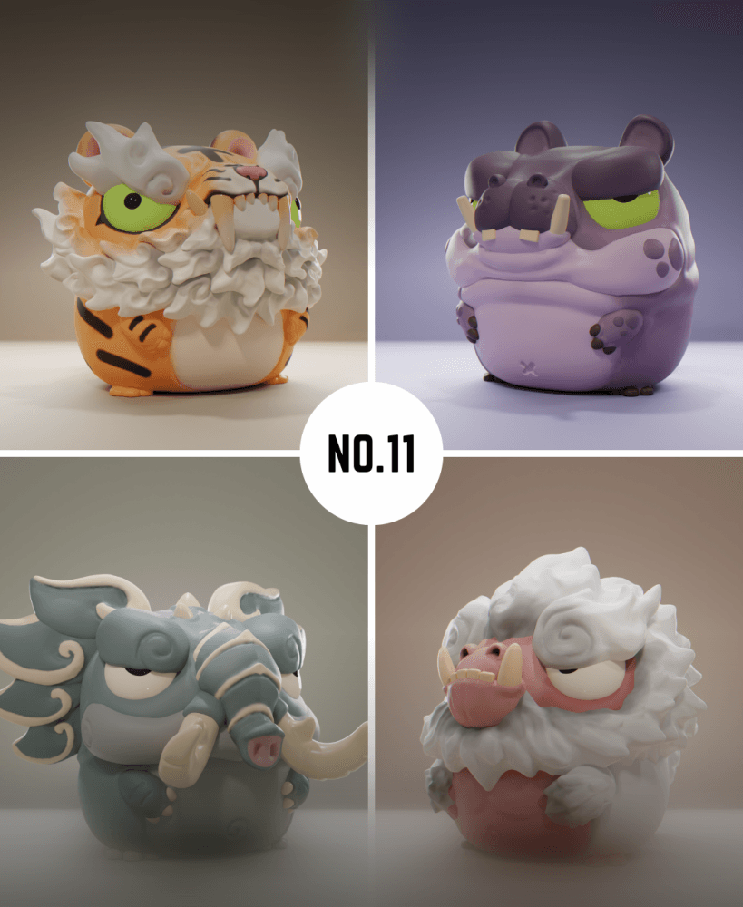 Grumpii 3D Printable Art Toy - Chubbii Series - Set 11 3d model