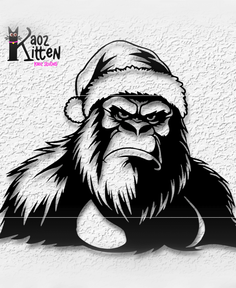 Santa Squatch wall art Christmas Bigfoot wall decor 3d model