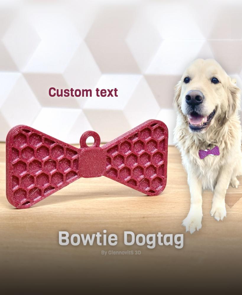 Customizable Bowtie Dogtag (For dogs with style!) 3d model