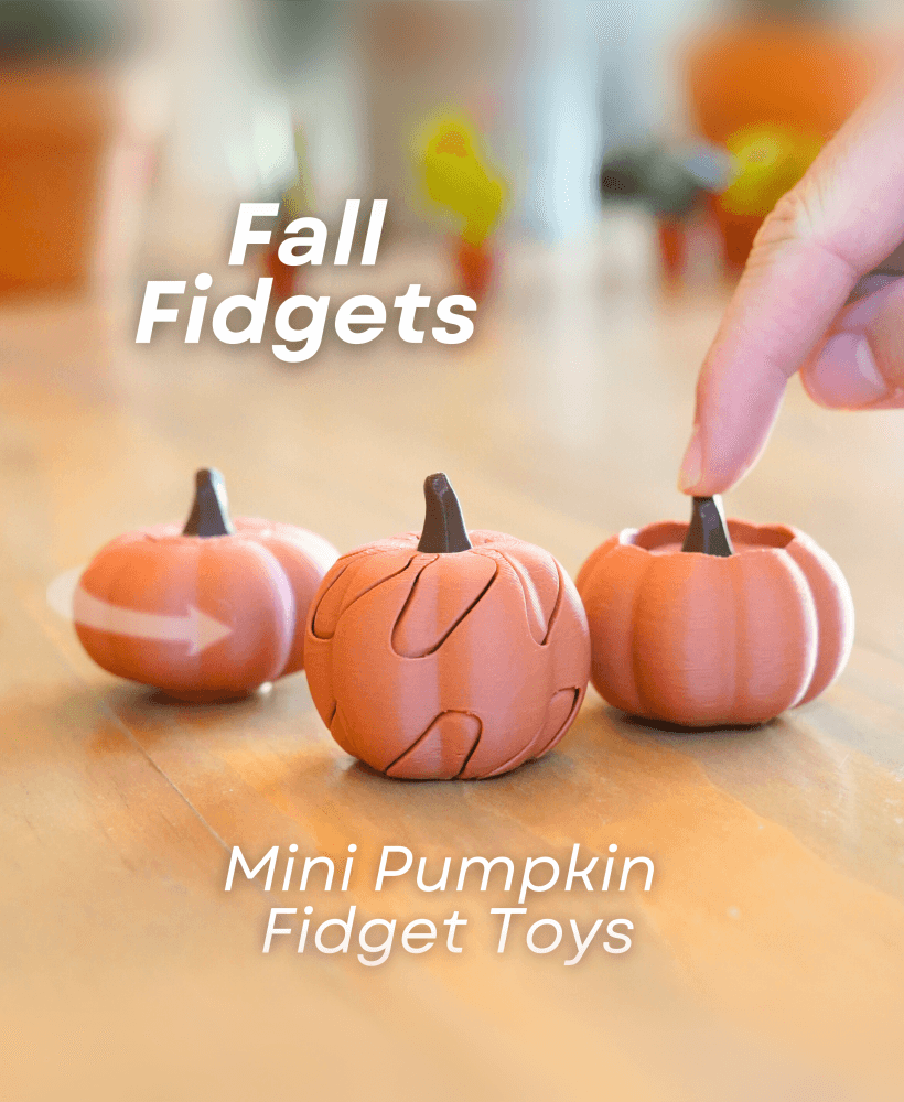 Fall Fidgets - Mini Pumpkin Fidget Toys - Fidget Spinner, Clicky Fidget, Passthrough Spiral 3d model