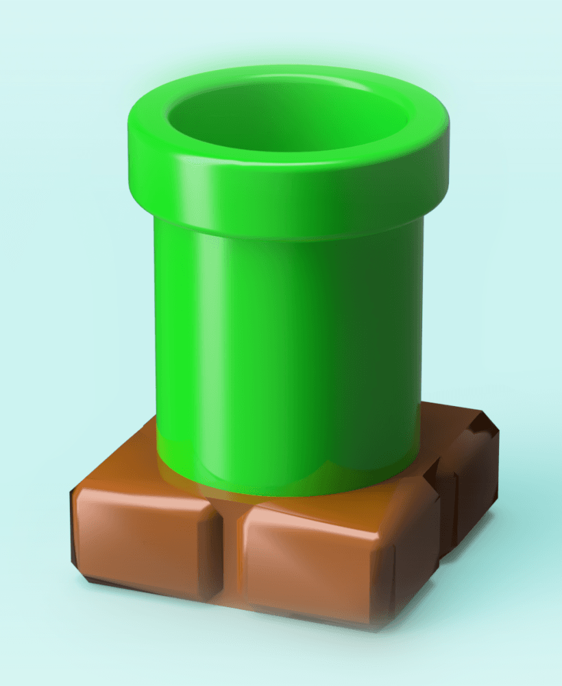 Super Mario Pipe Pen Cup & Base 3d model