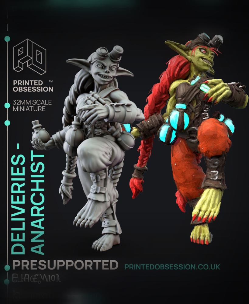 Deliveries - Goblin Anarchist - Potion Thrower - PRESUPPORTED - 32mm scale  3d model