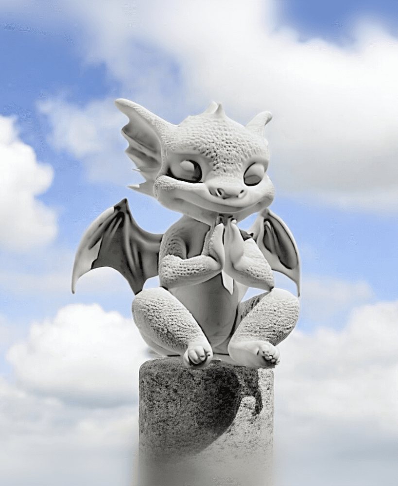 Baby Dragon Statue - Meditating 3d model