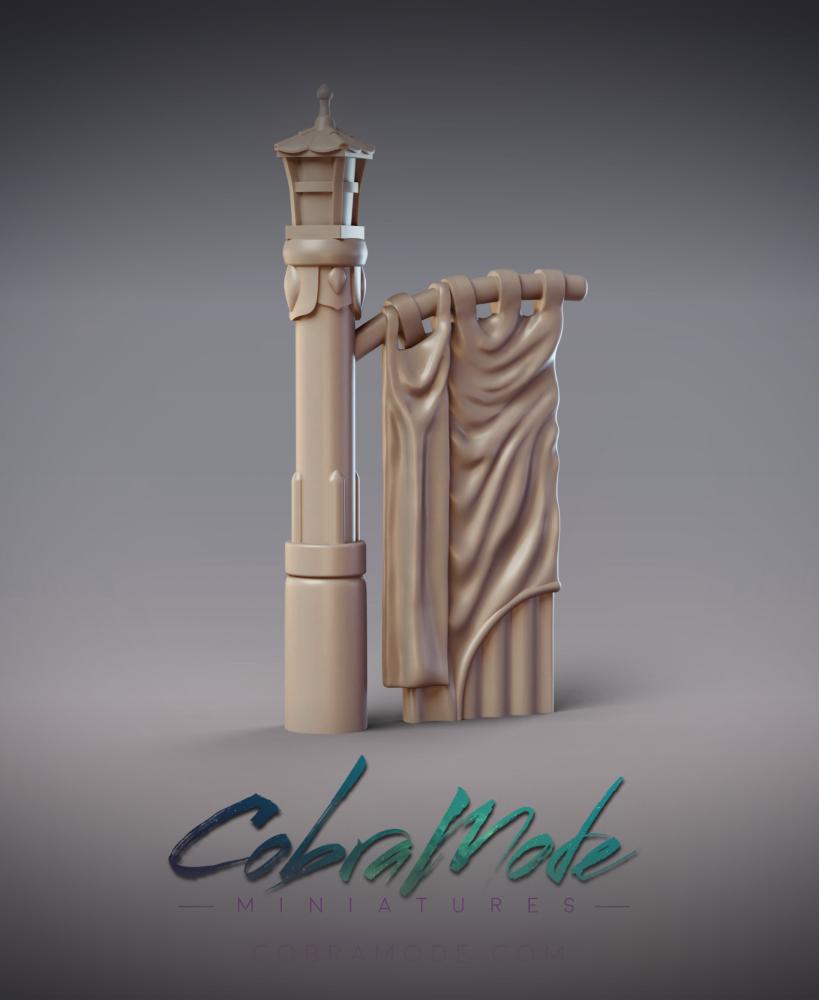 Banner Lamppost Scatter Terrain (Pre-supported) 3d model